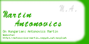 martin antonovics business card